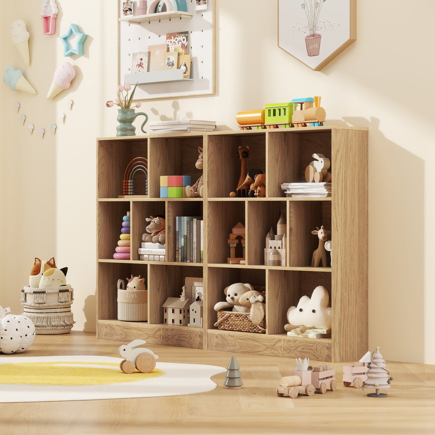 Estantería independiente de 7 secciones para habitación infantil, aula, guardería