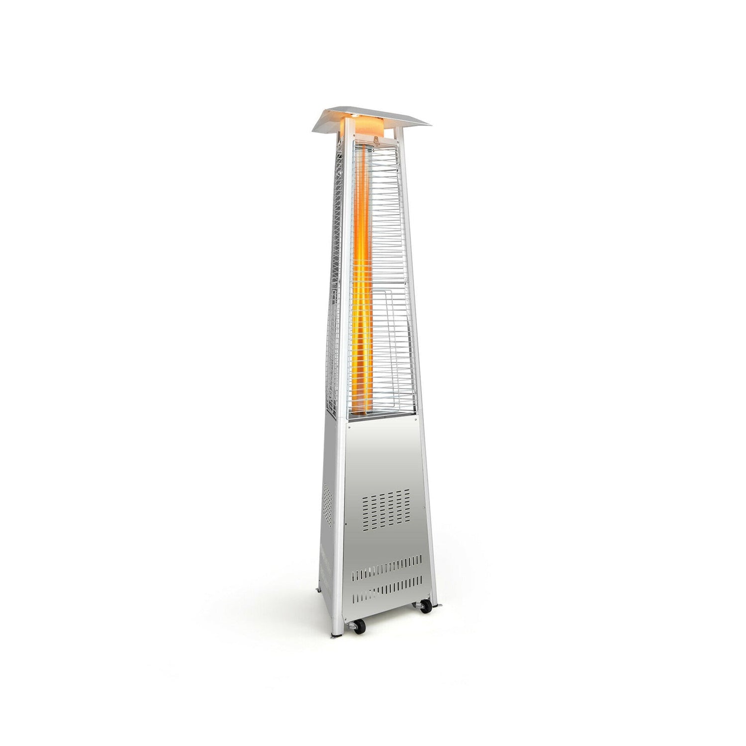 Calentador de Patio Piramidal de Acero Inoxidable de 42 000 BTU con Ruedas