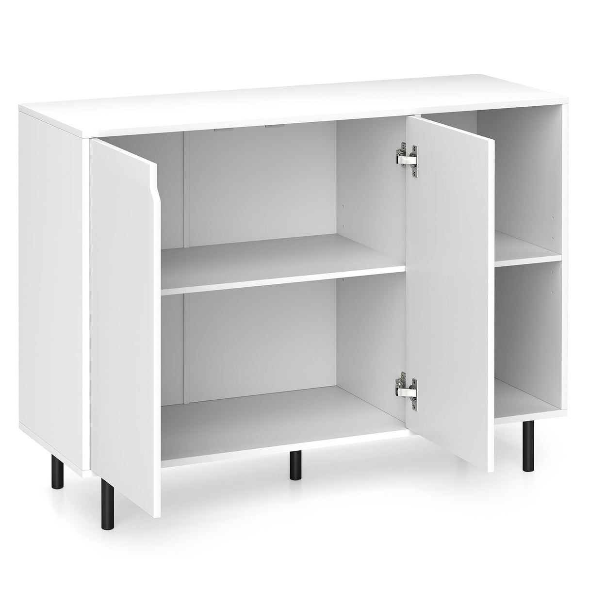 Aparador de cocina tipo bufé de 42 pulgadas con estantes ajustables - Blanco