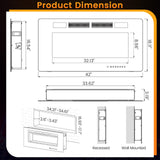 42/50/60/72 Inch Ultra-Thin Electric Fireplace with Decorative Crystals-50 inches