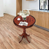 Mesa auxiliar de pedestal redonda de madera de 42 pulgadas con tablero de ajedrez