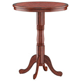 Mesa auxiliar de pedestal redonda de madera de 42 pulgadas con tablero de ajedrez