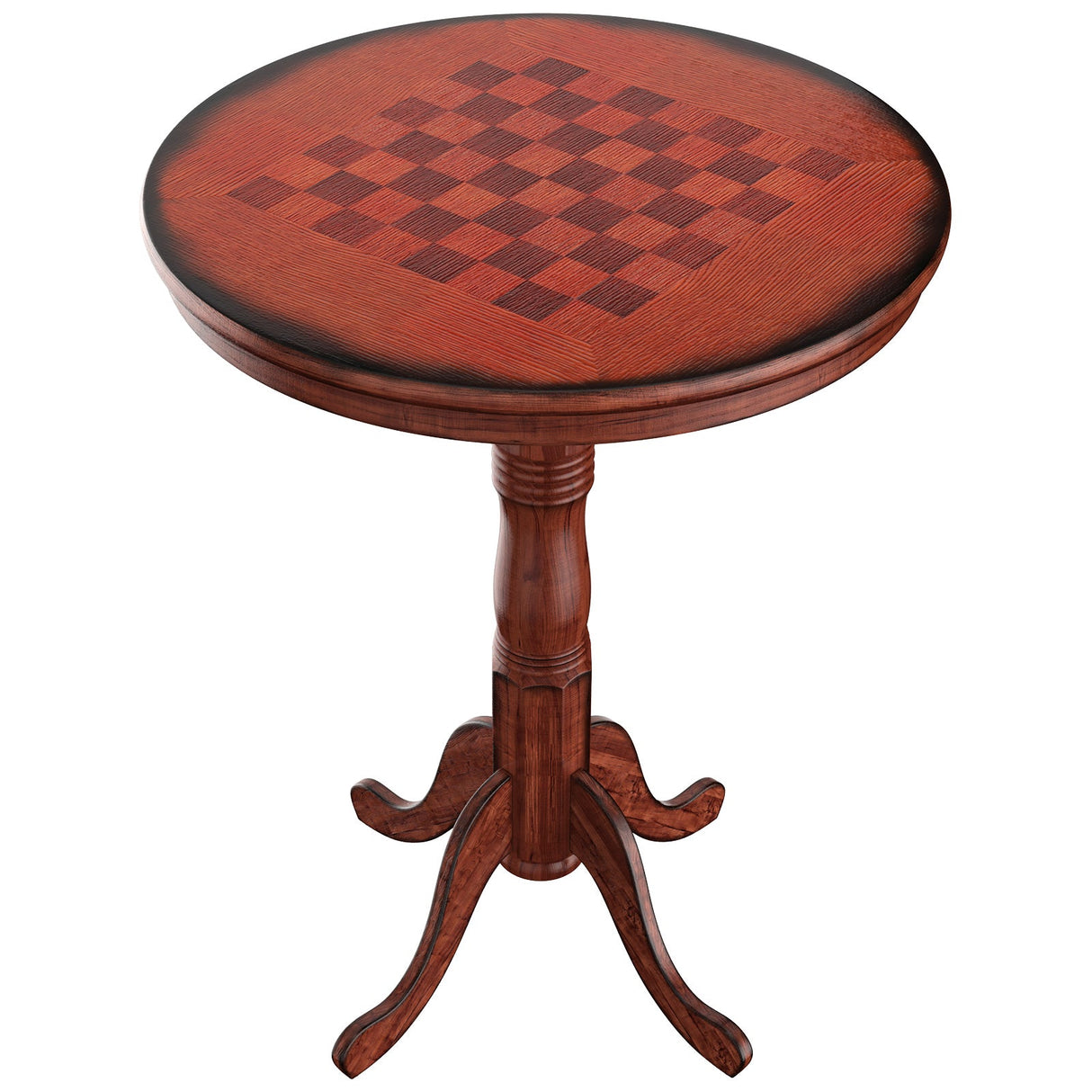Mesa auxiliar de pedestal redonda de madera de 42 pulgadas con tablero de ajedrez