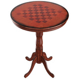 Mesa auxiliar de pedestal redonda de madera de 42 pulgadas con tablero de ajedrez