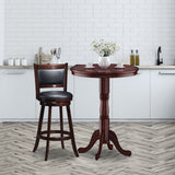 Mesa auxiliar de pedestal redonda de madera de 42 pulgadas con tablero de ajedrez