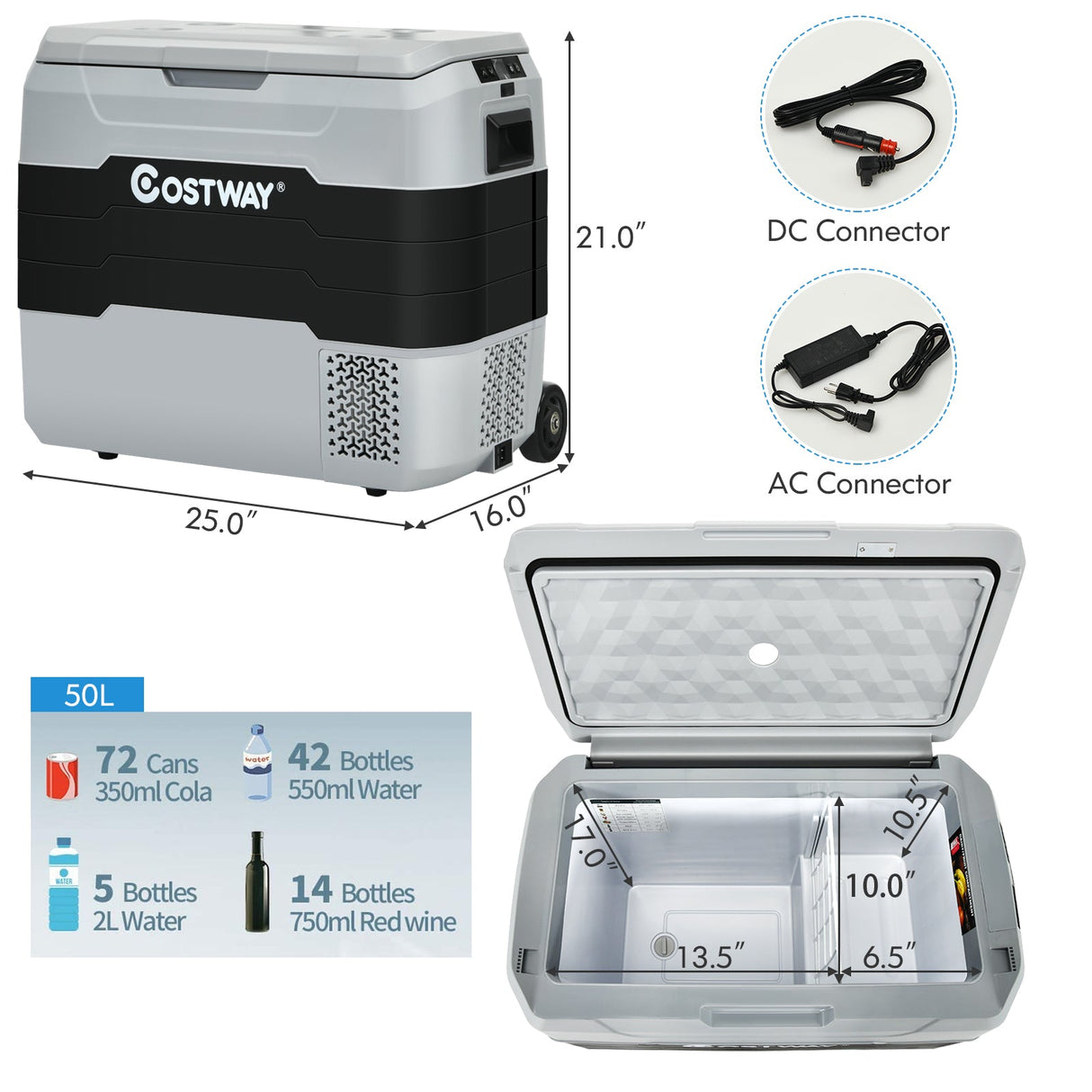 Refrigerador portátil para coche de doble zona de 40 litros