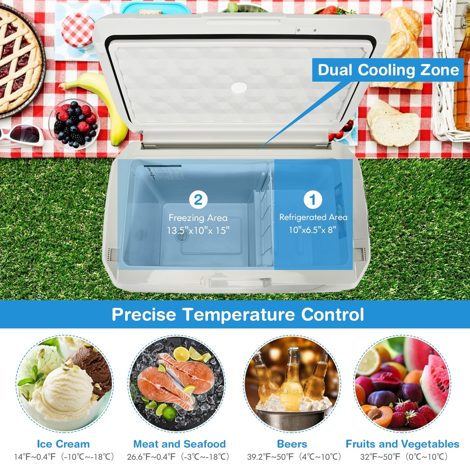 Refrigerador portátil para coche de doble zona de 40 litros