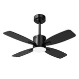 Ventilador de techo de 42 pulgadas con luz y control remoto, LED 3CCT con memoria, temporizador de 4 horas, 6 velocidades - Negro