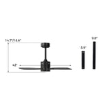 Ventilador de techo de 42 pulgadas con luz y control remoto, LED 3CCT con memoria, temporizador de 4 horas, 6 velocidades - Negro
