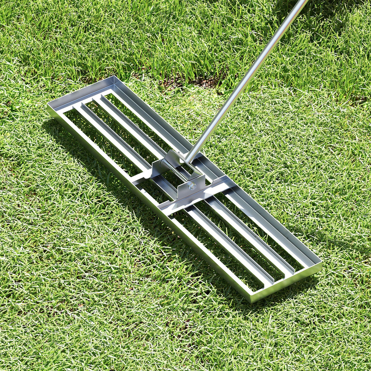 Rastrillo nivelador de césped de 42 x 10 pulgadas con mango ergonómico