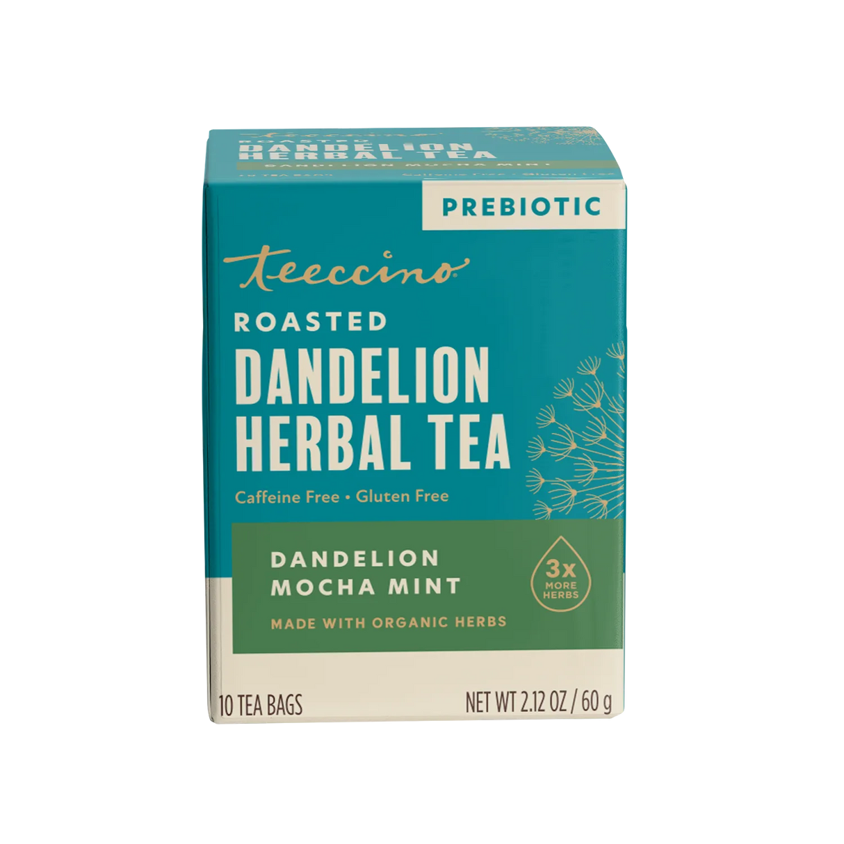 Té de hierbas tostado de diente de león con mocha y menta