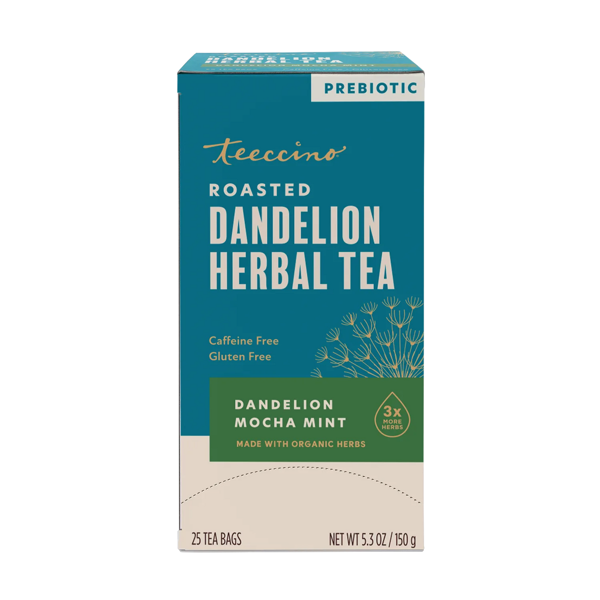 Té de hierbas tostado de diente de león con mocha y menta