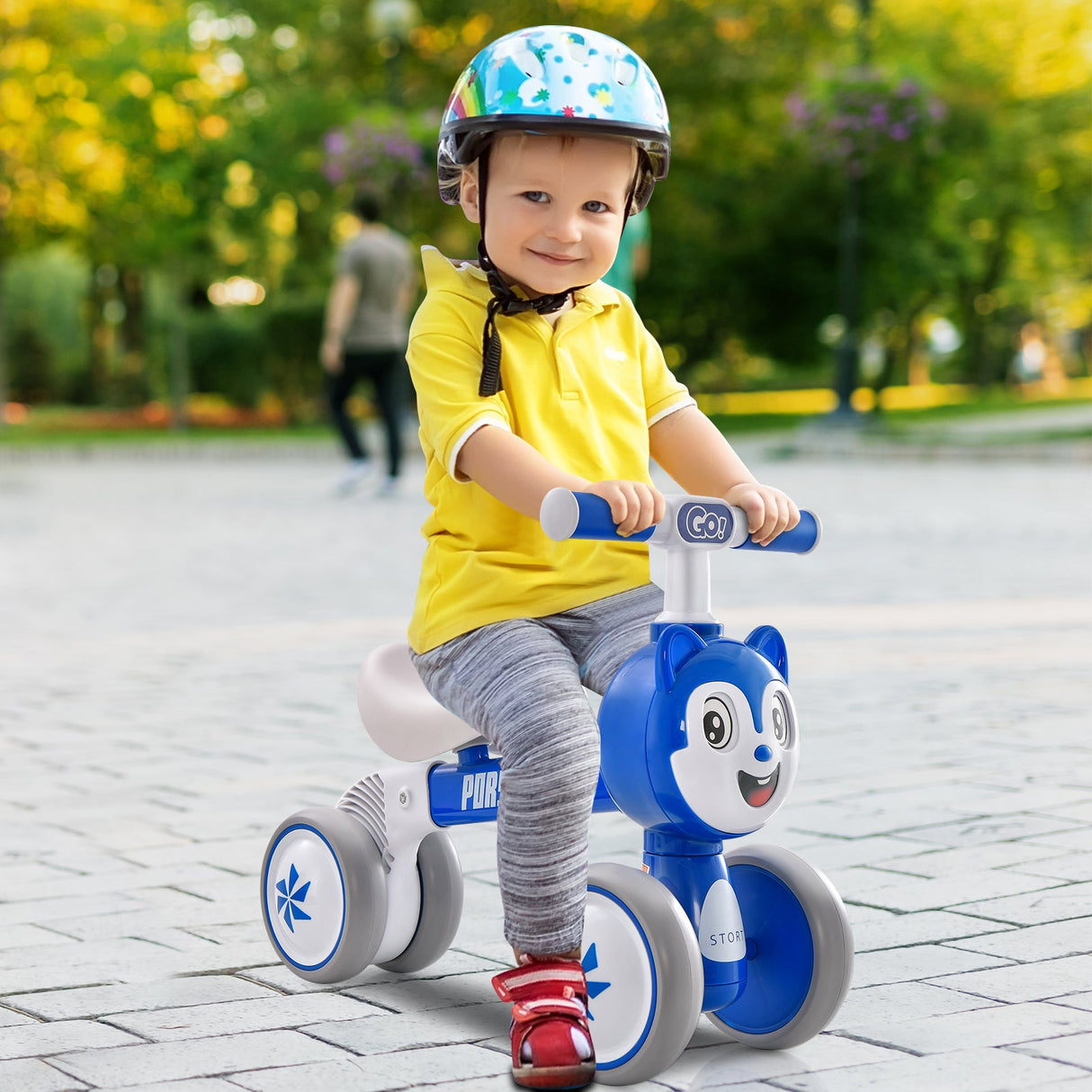 Bicicleta de equilibrio sin pedales para bebé, ligera, de 4 ruedas, para bebés - Azul