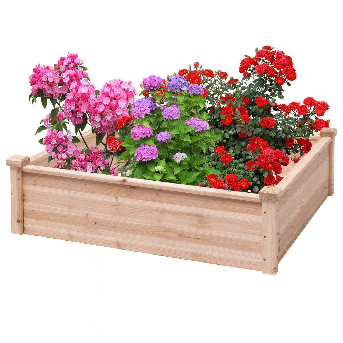 Mesa de cultivo cuadrada de madera para jardín
