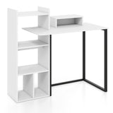 Escritorio de ordenador de 43,5" con estación de carga y soporte ergonómico para monitor - Blanco
