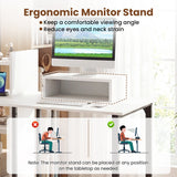 Escritorio de ordenador de 43,5" con estación de carga y soporte ergonómico para monitor - Blanco