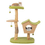 Árbol para gatos de madera de 43 pulgadas con percha superior acolchada - Verde