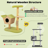 Árbol para gatos de madera de 43 pulgadas con percha superior acolchada - Verde