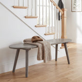 Banco de comedor rústico de madera maciza de 43 pulgadas, banco rústico de madera para entrada con patas de caucho - Gris