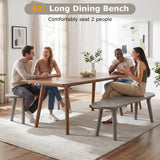 Banco de comedor rústico de madera maciza de 43 pulgadas, banco rústico de madera para entrada con patas de caucho - Gris