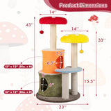 Árbol para gatos de 109 cm de alto con 2 condominios y plataformas acolchadas - Multicolor