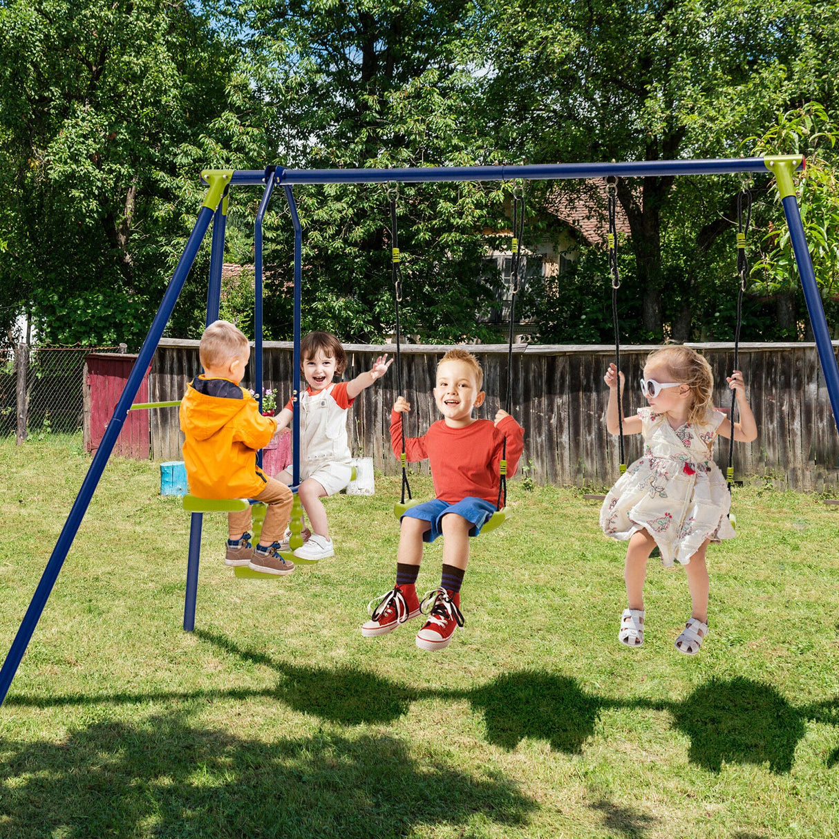 Columpio infantil de 440 libras con dos columpios y un planeador