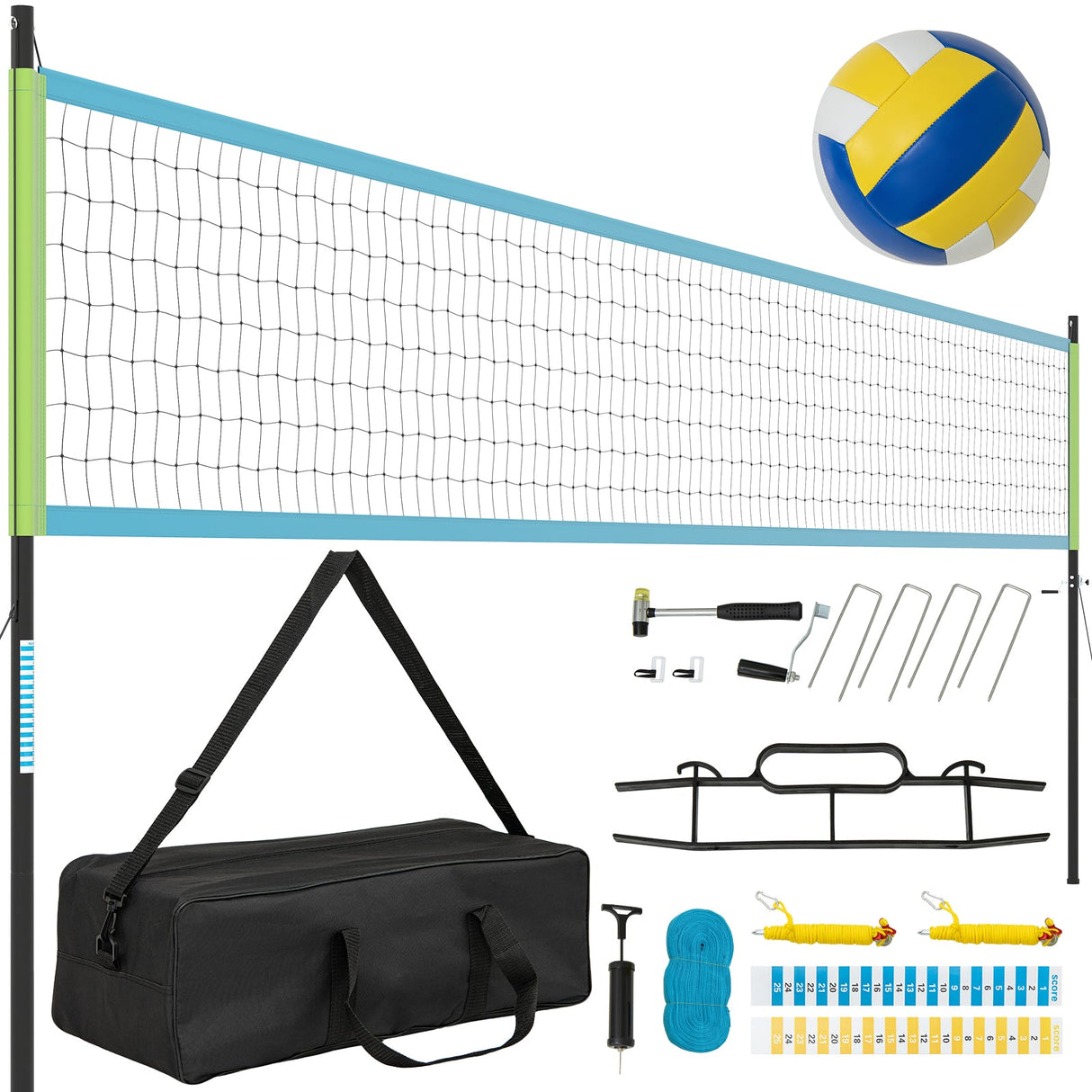 Juego de red de voleibol portátil para exteriores Sistema de red de voleibol de servicio pesado