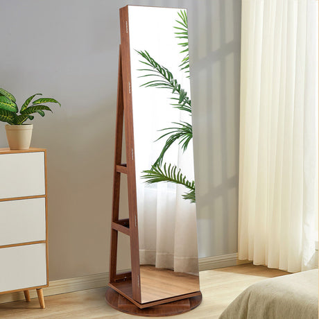 Joyero armariete giratorio 360° con espejo, 3 modos de luz LED, con cerradura