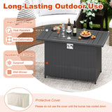 44.5 Inch Propane Fire Pit Table Rattan Gas 2-in-1 with Stainless Steel Burner