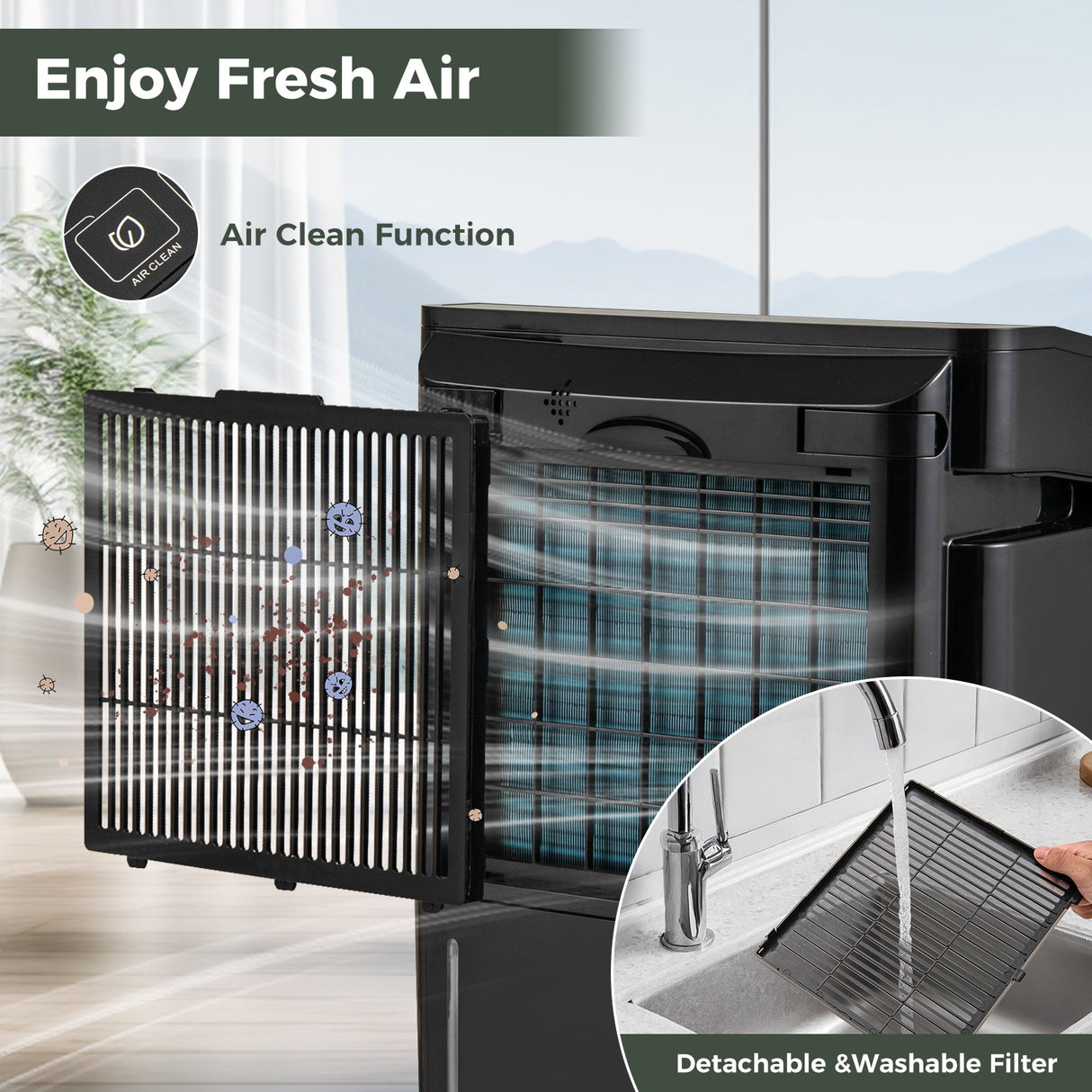 4500 Sq. Ft 57 Pint Quiet Dehumidifier for Basement with 4 Modes-Black