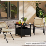 Mesa Auxiliar Exterior con Agujero para Sombrilla de 1.89" Soporte de Base para Sombrilla de Patio - Negro