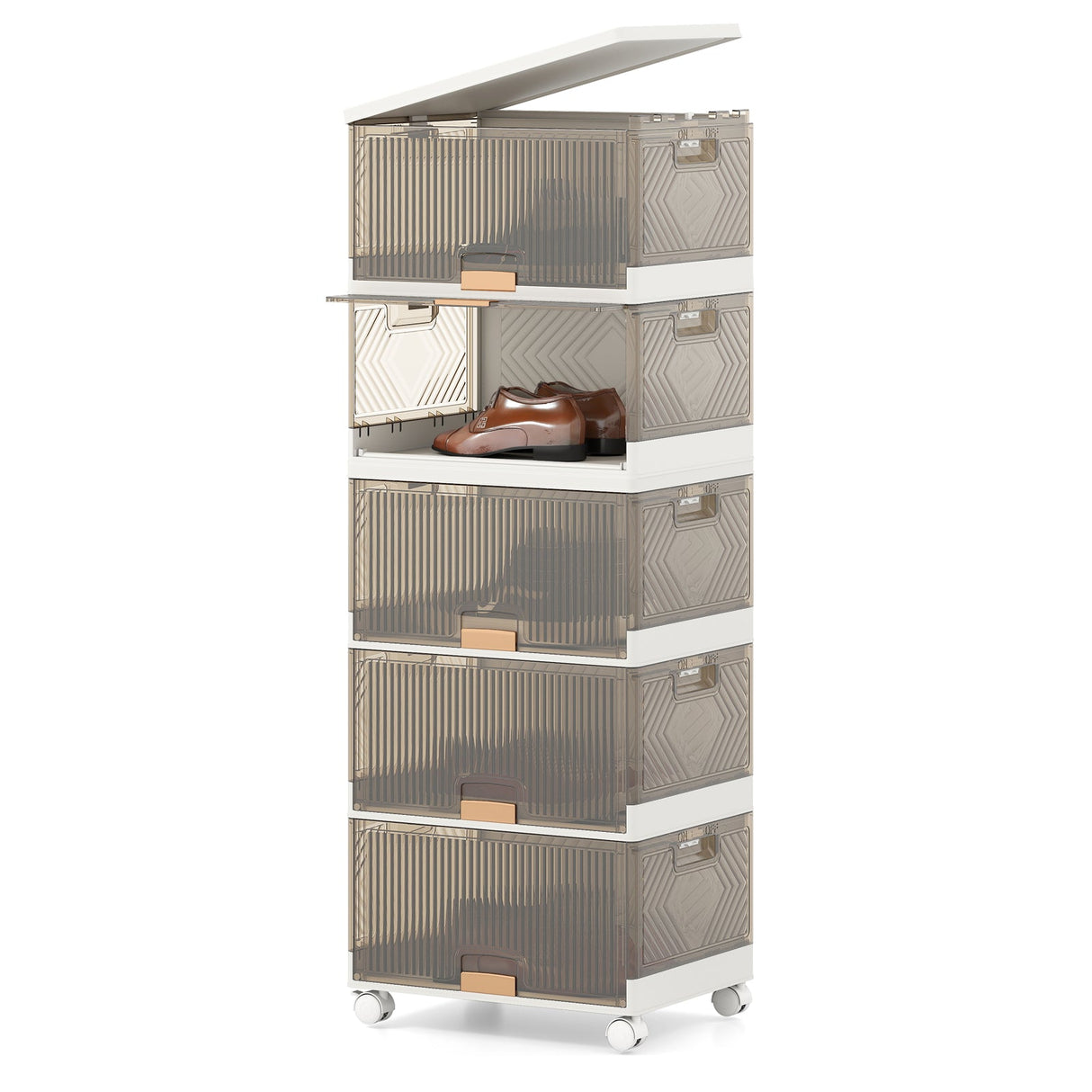Contenedores de almacenamiento apilables de 3/4/5/6 cubos con ruedas desmontables