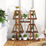 Soporte de madera de 5 niveles para 10 macetas y varias plantas