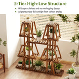Soporte de madera de 5 niveles para 10 macetas y varias plantas