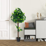Árbol de hortensias artificial de 45 pulgadas con tronco de madera real y hojas de hortensia realistas