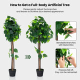 Árbol de hortensias artificial de 45 pulgadas con tronco de madera real y hojas de hortensia realistas