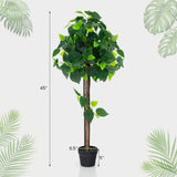 Árbol de hortensias artificial de 45 pulgadas con tronco de madera real y hojas de hortensia realistas