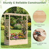 Cama de jardín elevada de madera de 45 pulgadas de alto con celosía lateral y techo colgante