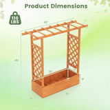 Cama de jardín elevada de madera de 45 pulgadas de alto con celosía lateral y techo colgante