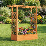 Cama de jardín elevada de madera de 45 pulgadas de alto con celosía lateral y techo colgante
