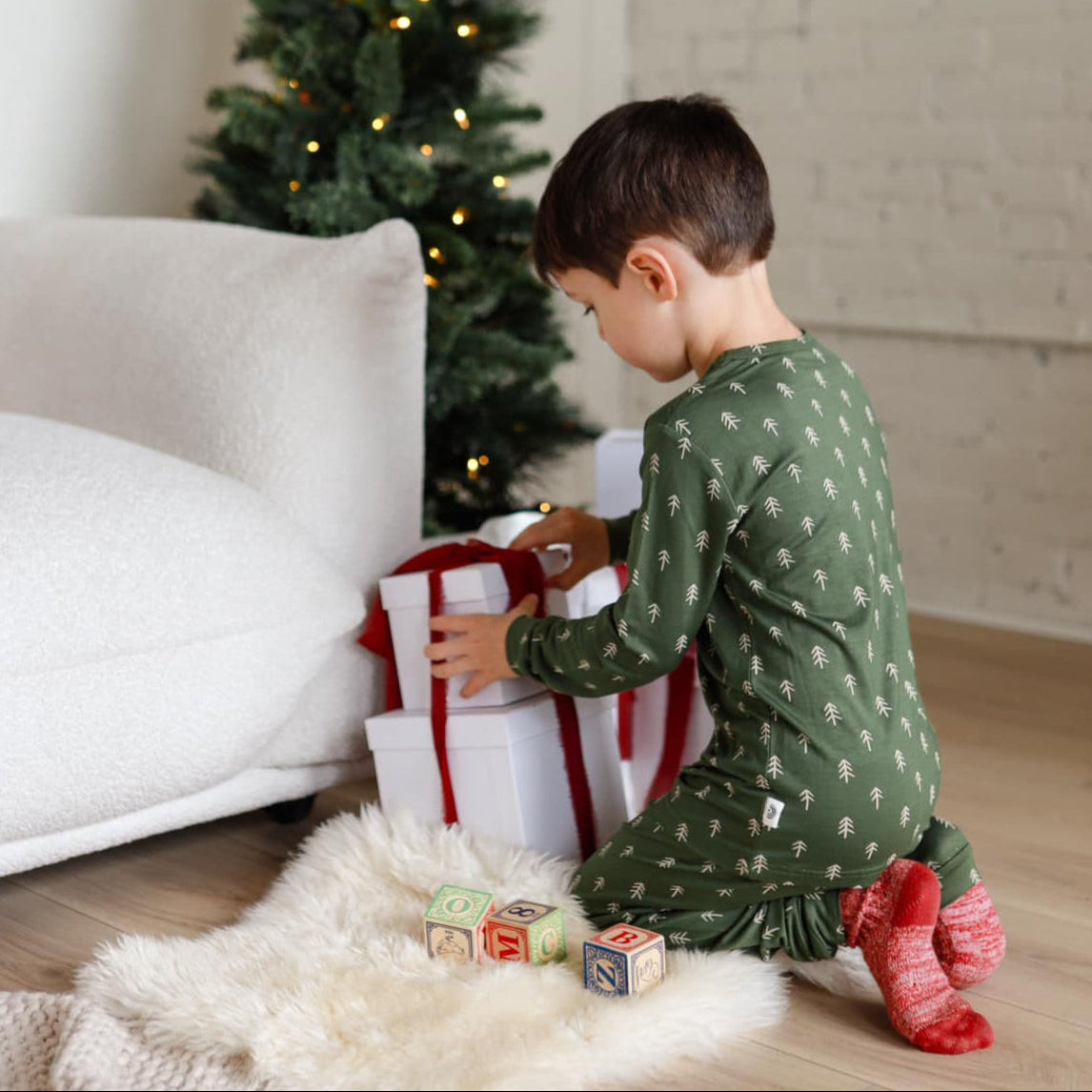 Pijama de bambú de árbol de Navidad - Conjunto de 2 piezas