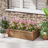 Macetero rectangular de 46 x 24 x 16 pulgadas con orificios de drenaje para jardín, patio o césped - Marrón