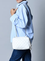 Minibolso bandolera acolchado, blanco