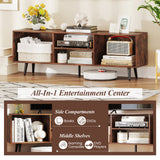 47.5 Inches TV Stand for 55-Inch TV with Compartments and Metal Legs
