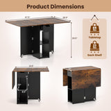 Mesa de comedor de madera extensible estilo rústico de 47.5 pulgadas con ruedas bloqueables