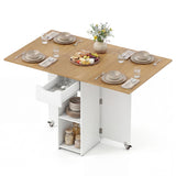 Mesa de comedor de madera extensible estilo rústico de 47.5 pulgadas con ruedas bloqueables