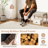 47.5 Inch Upholstered Bench with Carved Rubber Wood Legs and Padded Seat-Beige