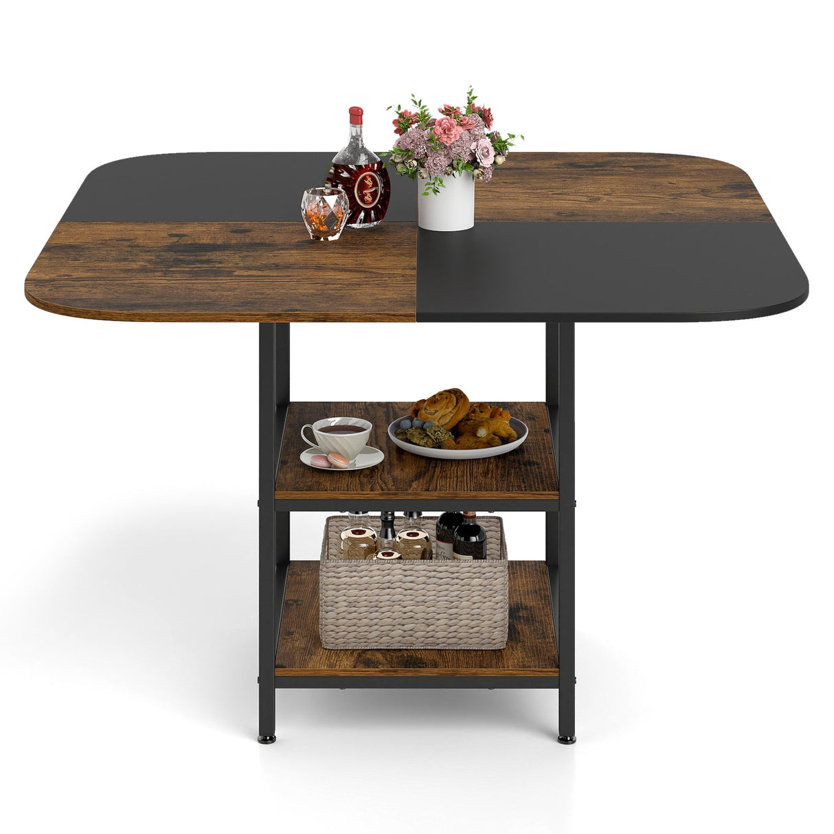 Mesa de comedor moderna cuadrada de 47.5 pulgadas con tablero de colores mezclados