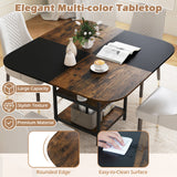 Mesa de comedor moderna cuadrada de 47.5 pulgadas con tablero de colores mezclados