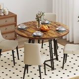 47 Inch Dining Table for 4-6 People Round Kitchen Table with Cross Base